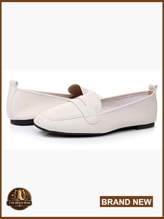 Women\'s Comfort Flats with Padded Insole, Slip-On Style, Square Toe